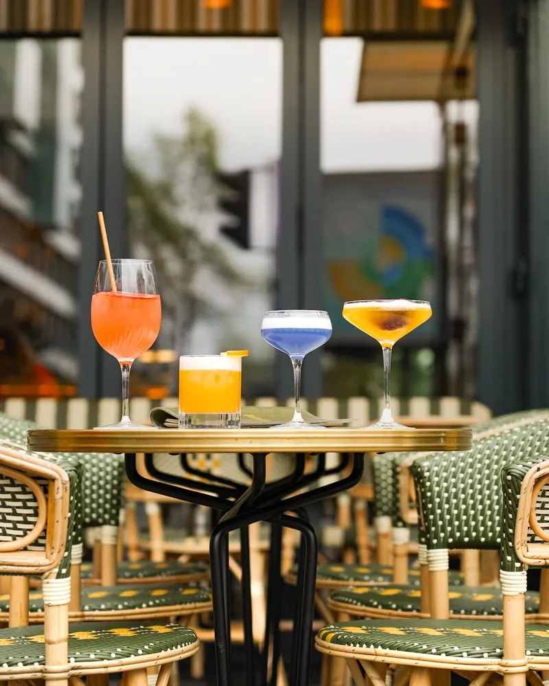 Colourful cocktails on a terrace table